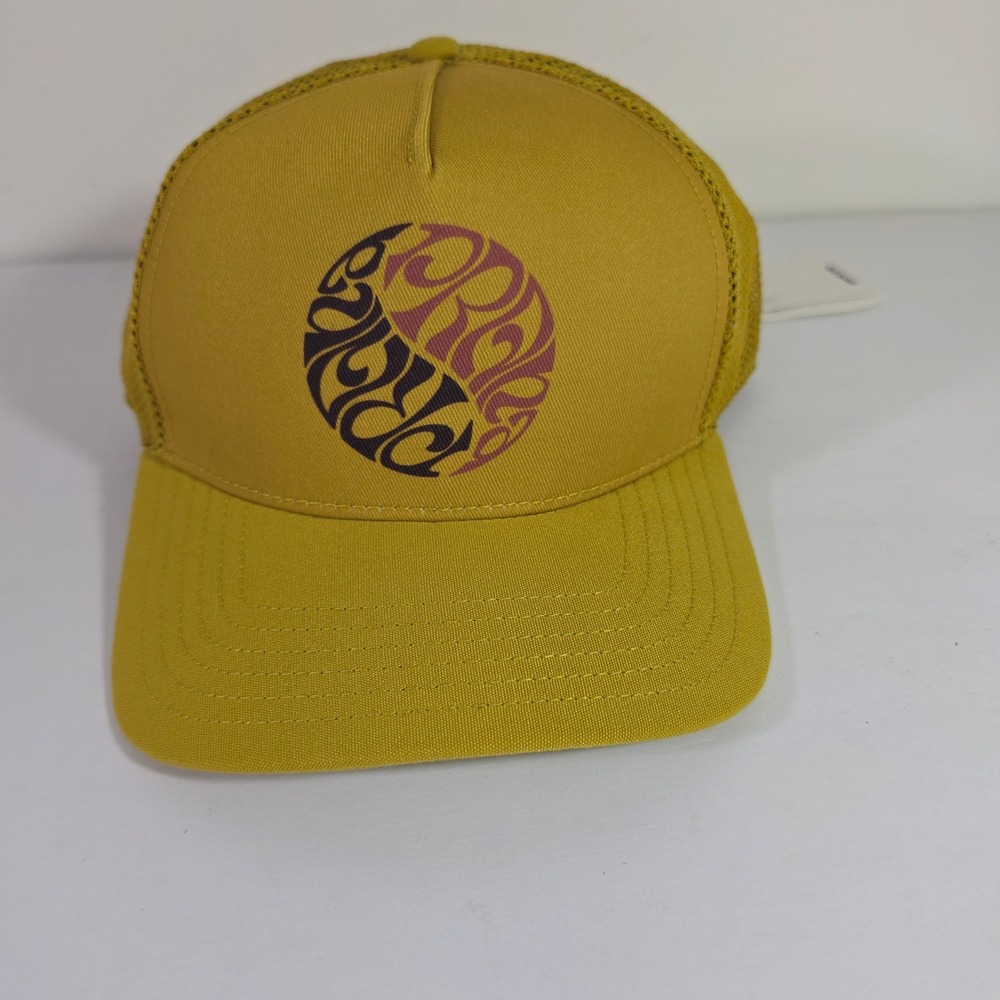 Prana Roads Ahead Trucker Hat Unisex OS Golden Leaf Yellow NWT Mesh Snapback Cap
